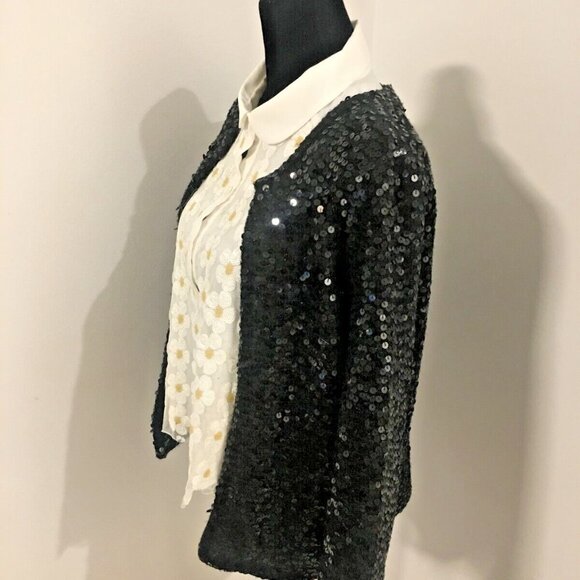 WHITEHOUSE BLACK MARKET Sequin Cardigan M - Picture 3 of 6